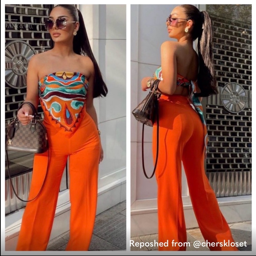 Orange Wide Legged Dress Pants